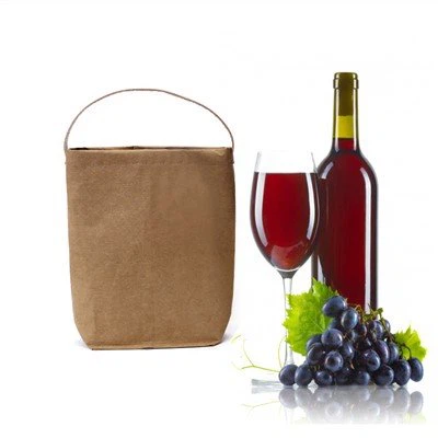 Borsa per vino in carta Kraft lavabile con stampa logo