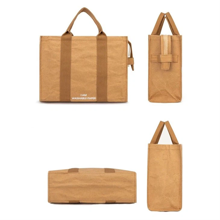 Sustainable and Eco Friendly Washable Kraft Paper Tote Bag (4)